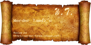 Werder Tamás névjegykártya
